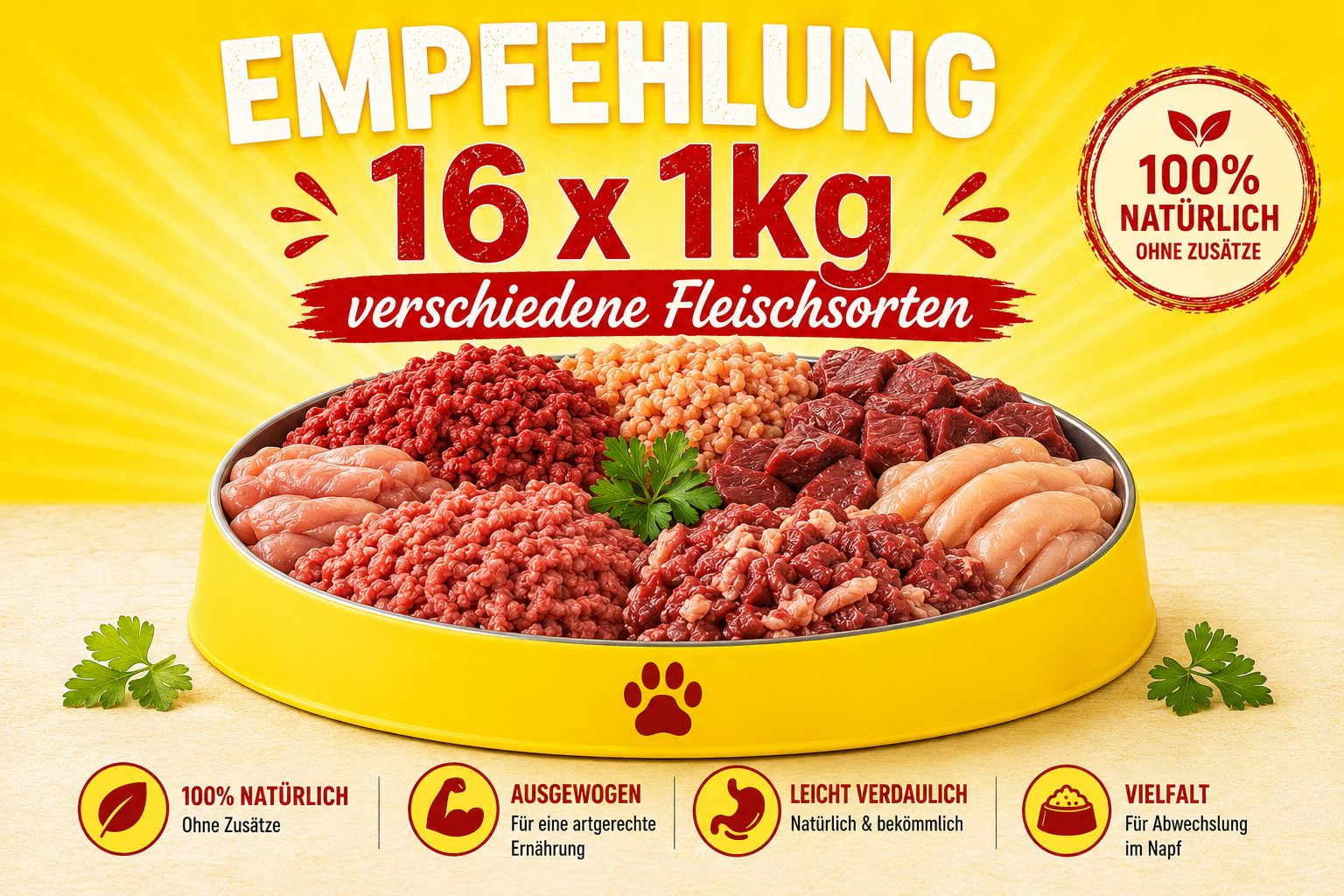 16 x 1kg verschiedene Fleischsorten