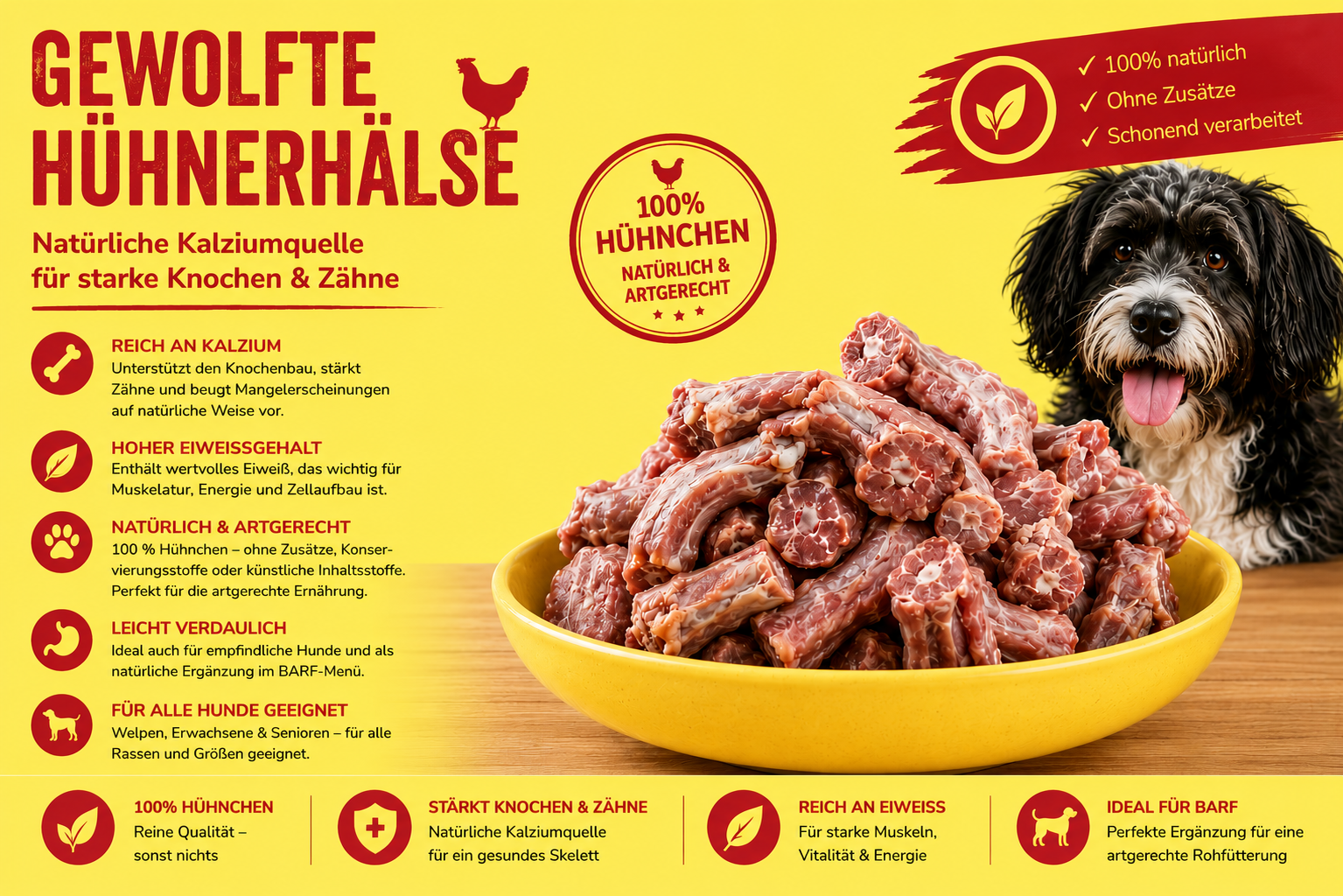 gewolfte Hühnerhälse