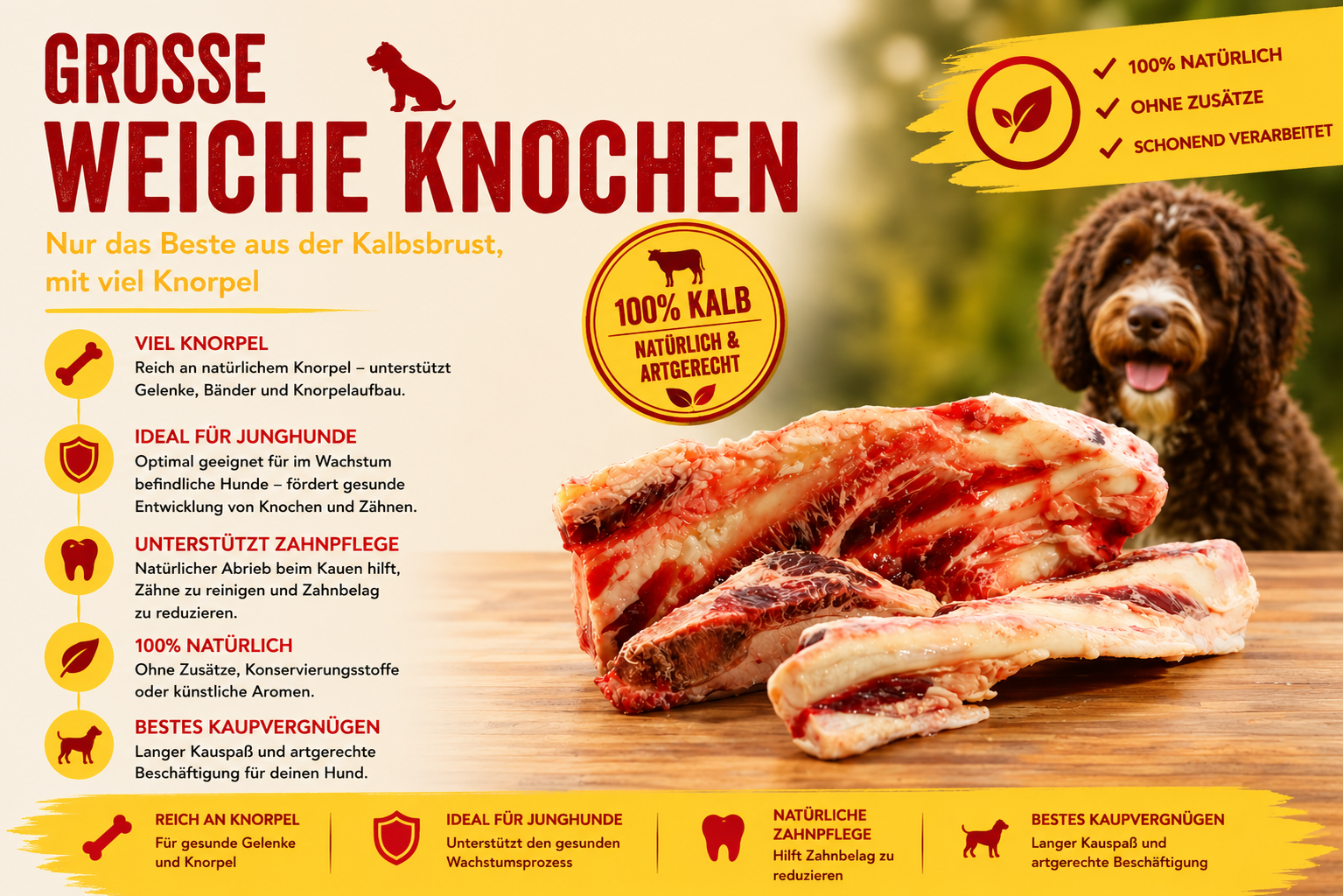 Große Stücke Kalbsbrustbeine